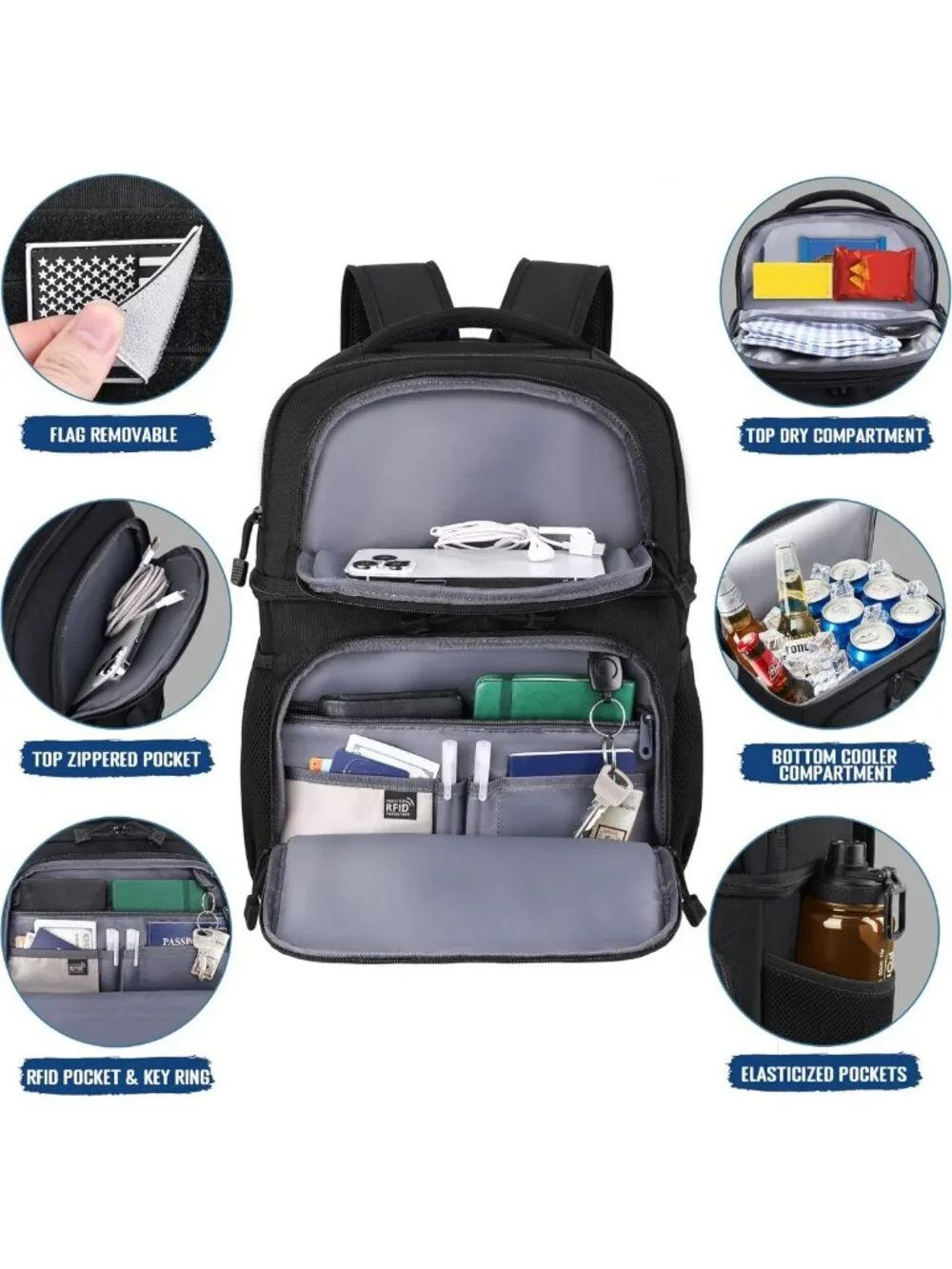 Tactical Insulated Lunch Backpack for Men, Double Deck Cooler & Leakproof Design